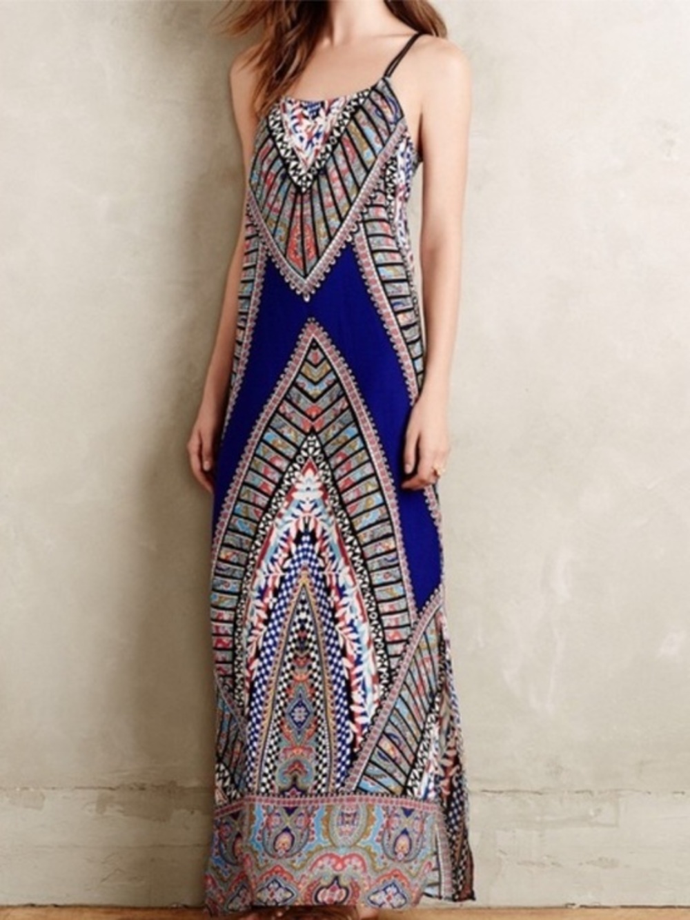 Anthropologie Greylin Leopontine Multicolor Geometric Print Maxi Dress
